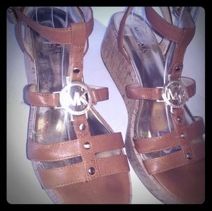 Michael Kors leather platform wedge sandal